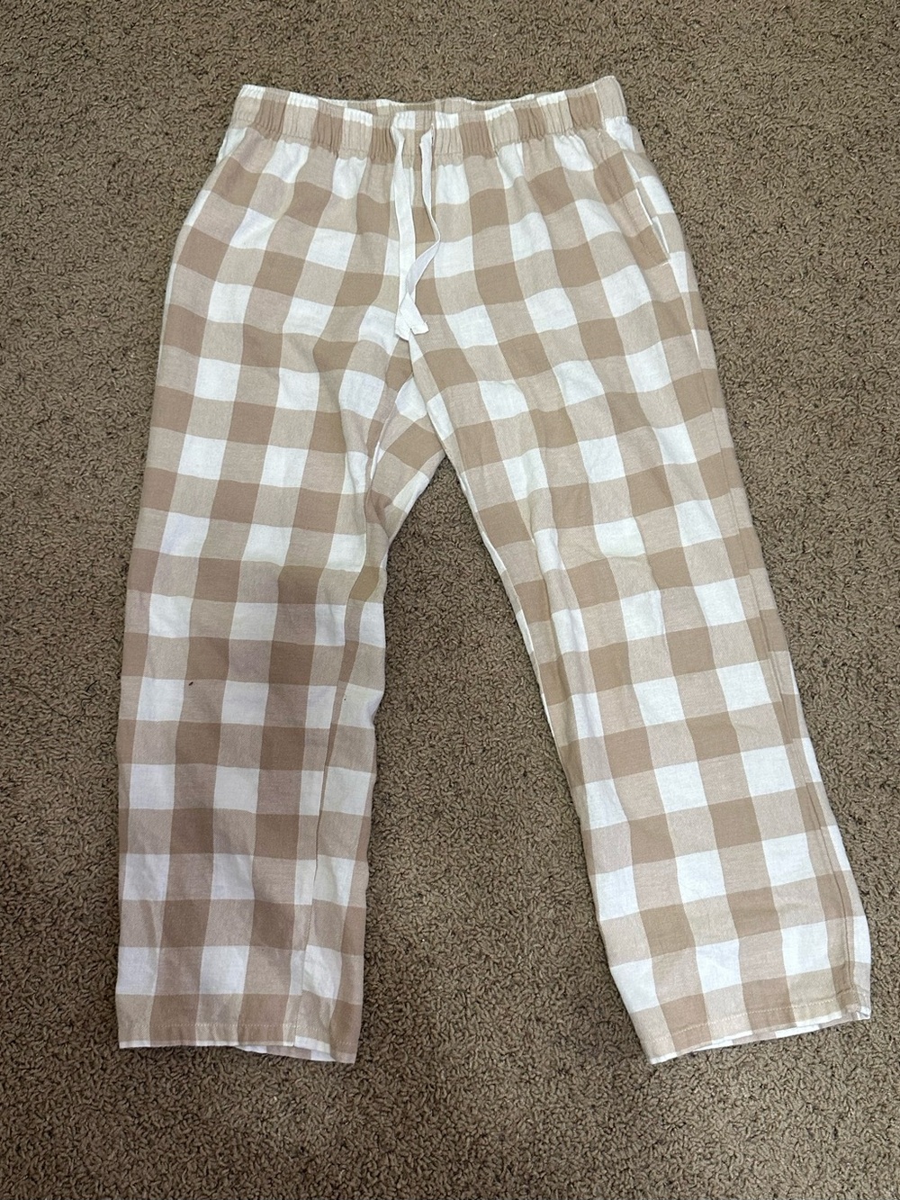 Old Navy Beige and White Gingham Pajama Pants